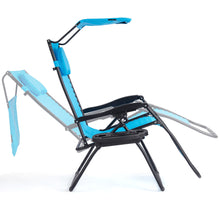 Load image into Gallery viewer, Gymax Folding Recliner Zero Gravity Lounge Chair W/ Shade Canopy Cup Holder Blue