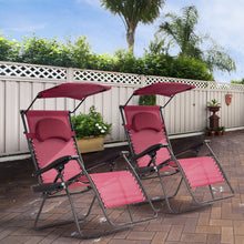 Load image into Gallery viewer, Gymax Folding Recliner Zero Gravity Lounge Chair W/ Shade Canopy Cup Holder Wine
