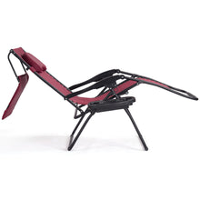 Load image into Gallery viewer, Gymax Folding Recliner Zero Gravity Lounge Chair W/ Shade Canopy Cup Holder Wine