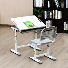 Load image into Gallery viewer, Gymax Height Adjustable Children's Desk Chair Set Multifunctional Study Drawing Gray