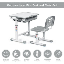 Load image into Gallery viewer, Gymax Height Adjustable Children's Desk Chair Set Multifunctional Study Drawing Gray
