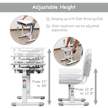 Load image into Gallery viewer, Gymax Height Adjustable Children's Desk Chair Set Multifunctional Study Drawing Gray