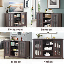 Load image into Gallery viewer, Gymax Wood TV Stand Entertainment Media Center Console for TV up to 50'' Brown