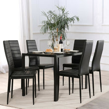 Load image into Gallery viewer, Gymax Set of 6 Dining Side Chair PVC High Back Metal Legs Kitchen Home Furniture Black