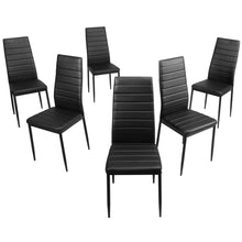 Load image into Gallery viewer, Gymax Set of 6 Dining Side Chair PVC High Back Metal Legs Kitchen Home Furniture Black
