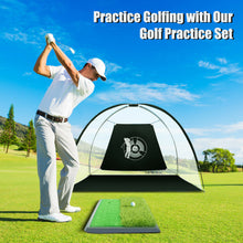Load image into Gallery viewer, Gymax Portable 10' Golf Practice Set Golf Hitting Net Cage w Target Bag Ball Grass Mat