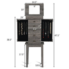 Load image into Gallery viewer, Gymax Standing Jewelry Cabinet Storage Organizer Wood Legs Mirror&5 Drawers Christmas Gift