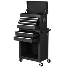 Load image into Gallery viewer, Gymax 2 in 1 Black Rolling Cabinet Storage Chest Box Garage Toolbox Organizer w/ 6 Drawers