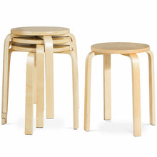 Load image into Gallery viewer, Gymax Set of 4 18'' Stacking Stool Round Dining Chair Backless Wood Home Decor