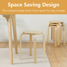 Load image into Gallery viewer, Gymax Set of 4 18'' Stacking Stool Round Dining Chair Backless Wood Home Decor