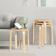 Load image into Gallery viewer, Gymax Set of 4 18'' Stacking Stool Round Dining Chair Backless Wood Home Decor