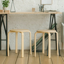 Load image into Gallery viewer, Gymax Set of 4 18'' Stacking Stool Round Dining Chair Backless Wood Home Decor