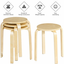 Load image into Gallery viewer, Gymax Set of 4 18'' Stacking Stool Round Dining Chair Backless Wood Home Decor