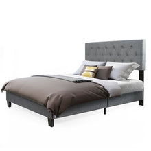 Load image into Gallery viewer, Gymax Full Size Upholstered Panel Bed W/Linen Panel Headboard Upholstered Wooden Bed