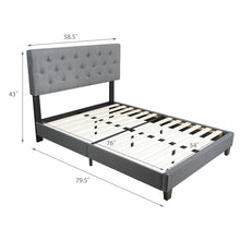 Load image into Gallery viewer, Gymax Full Size Upholstered Panel Bed W/Linen Panel Headboard Upholstered Wooden Bed