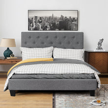 Load image into Gallery viewer, Gymax Full Size Upholstered Panel Bed W/Linen Panel Headboard Upholstered Wooden Bed