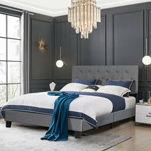 Load image into Gallery viewer, Gymax Full Size Upholstered Panel Bed W/Linen Panel Headboard Upholstered Wooden Bed