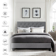 Load image into Gallery viewer, Gymax Full Size Upholstered Panel Bed W/Linen Panel Headboard Upholstered Wooden Bed