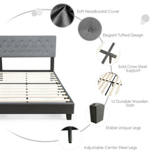 Load image into Gallery viewer, Gymax Full Size Upholstered Panel Bed W/Linen Panel Headboard Upholstered Wooden Bed