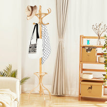 Load image into Gallery viewer, Gymax Wood Coat Rack Hat Stand Tree Clothes Hanger Umbrella Holder W/12 Rotating Hook