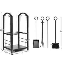 Load image into Gallery viewer, Gymax Fireplace Log Rack with 4 Tools Set Fireside Firewood Holders Indoor Outdoor