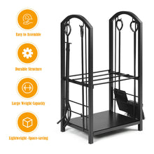 Load image into Gallery viewer, Gymax Fireplace Log Rack with 4 Tools Set Fireside Firewood Holders Indoor Outdoor