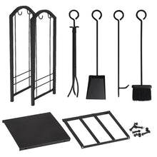 Load image into Gallery viewer, Gymax Fireplace Log Rack with 4 Tools Set Fireside Firewood Holders Indoor Outdoor