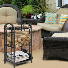 Load image into Gallery viewer, Gymax Fireplace Log Rack with 4 Tools Set Fireside Firewood Holders Indoor Outdoor