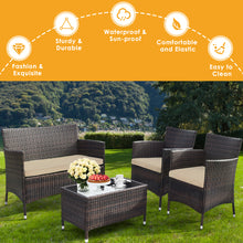 Load image into Gallery viewer, Gymax 8 PCS Patio Garden Rattan Furniture Set Coffee Table Cushioned Sofa Brown