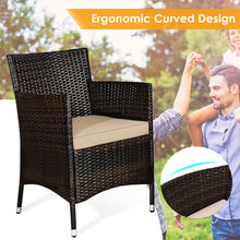 Load image into Gallery viewer, Gymax 8 PCS Patio Garden Rattan Furniture Set Coffee Table Cushioned Sofa Brown