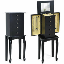 Load image into Gallery viewer, Gymax Mirrored Armoire Jewelry Cabinet Free Standing Organizer Storage Box Chest Black/White