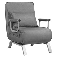 Load image into Gallery viewer, Gymax 5 Position Convertible Sofa Chair Folding Sleeper Bed w/ Pillow Blue/Gray