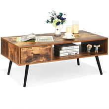 Load image into Gallery viewer, Gymax Retro Coffee Table Mid Century Modern Living Room Furniture w/Open Storage Shelf