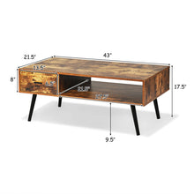 Load image into Gallery viewer, Gymax Retro Coffee Table Mid Century Modern Living Room Furniture w/Open Storage Shelf