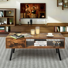 Load image into Gallery viewer, Gymax Retro Coffee Table Mid Century Modern Living Room Furniture w/Open Storage Shelf