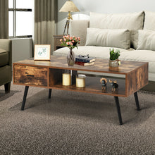 Load image into Gallery viewer, Gymax Retro Coffee Table Mid Century Modern Living Room Furniture w/Open Storage Shelf