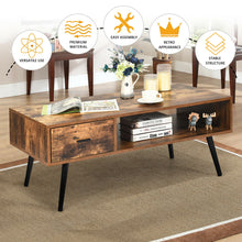 Load image into Gallery viewer, Gymax Retro Coffee Table Mid Century Modern Living Room Furniture w/Open Storage Shelf