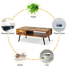 Load image into Gallery viewer, Gymax Retro Coffee Table Mid Century Modern Living Room Furniture w/Open Storage Shelf
