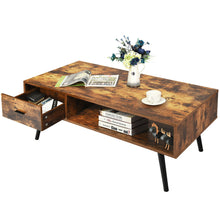 Load image into Gallery viewer, Gymax Retro Coffee Table Mid Century Modern Living Room Furniture w/Open Storage Shelf