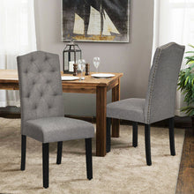 Load image into Gallery viewer, Gymax Set of 2 Tufted Dining Chair Upholstered w/ Nailhead Trim & Rubber Wooden Legs