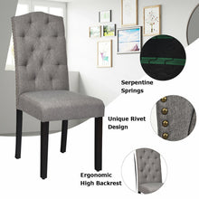 Load image into Gallery viewer, Gymax Set of 2 Tufted Dining Chair Upholstered w/ Nailhead Trim & Rubber Wooden Legs