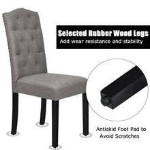 Load image into Gallery viewer, Gymax Set of 2 Tufted Dining Chair Upholstered w/ Nailhead Trim & Rubber Wooden Legs