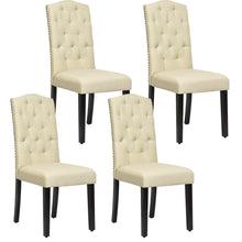 Load image into Gallery viewer, Gymax Set of 4 Beige Tufted Dining Chair Upholstered w/ Nailhead Trim & Rubber Wooden Legs