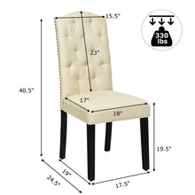 Load image into Gallery viewer, Gymax Set of 4 Beige Tufted Dining Chair Upholstered w/ Nailhead Trim & Rubber Wooden Legs
