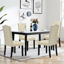 Load image into Gallery viewer, Gymax Set of 4 Beige Tufted Dining Chair Upholstered w/ Nailhead Trim & Rubber Wooden Legs