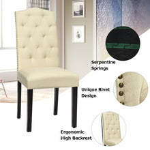Load image into Gallery viewer, Gymax Set of 4 Beige Tufted Dining Chair Upholstered w/ Nailhead Trim & Rubber Wooden Legs