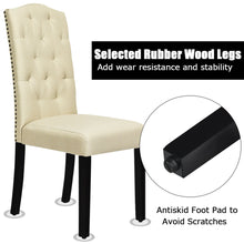 Load image into Gallery viewer, Gymax Set of 4 Beige Tufted Dining Chair Upholstered w/ Nailhead Trim & Rubber Wooden Legs