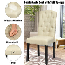 Load image into Gallery viewer, Gymax Set of 4 Beige Tufted Dining Chair Upholstered w/ Nailhead Trim & Rubber Wooden Legs