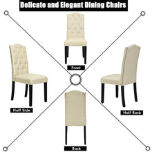 Load image into Gallery viewer, Gymax Set of 4 Beige Tufted Dining Chair Upholstered w/ Nailhead Trim & Rubber Wooden Legs