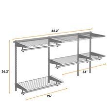 Load image into Gallery viewer, Gymax Custom Closet Organizer Kit 3 to 5 FT Wall-mounted Closet System w/Hang Rod Grey
